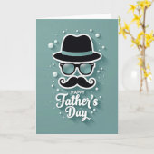 Carte de la Fête des Pères Turquoise avec Fedora (Fleur jaune)