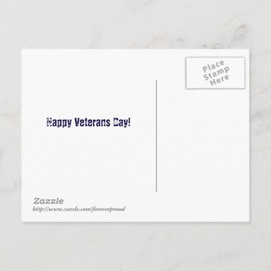 Carte de la fête des vétérans avec respect, honneu (Dos)