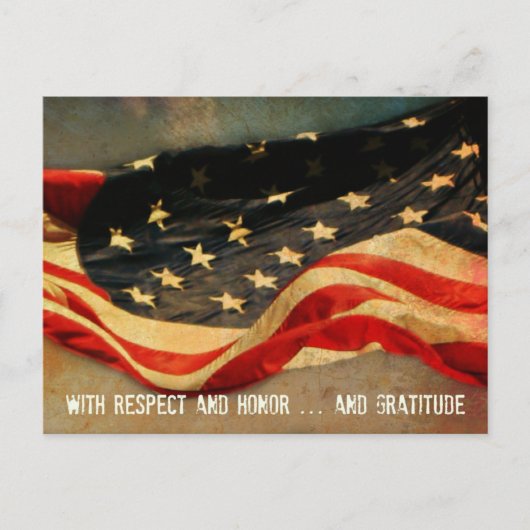 Carte de la fête des vétérans avec respect, honneu (Devant)
