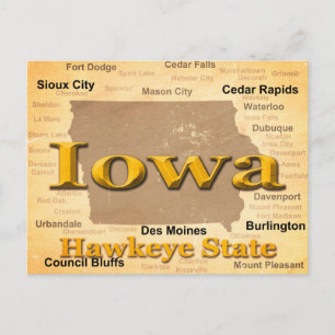 Carte de la Fierté d'État de l'Iowa Vieilli Silhou
