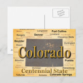 Carte de la Fierté d'État du Colorado Vieilli Silh (Devant / Derrière)