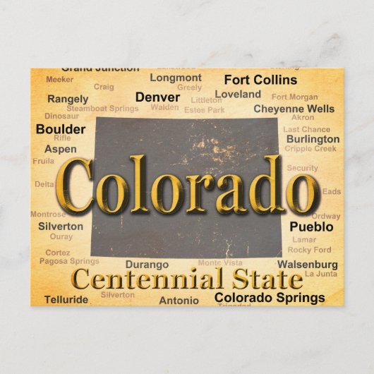 Carte de la Fierté d'État du Colorado Vieilli Silh (Devant)