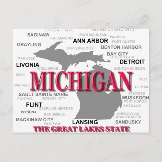 Carte de la fierté d'état du Michigan Silhouette (Devant)