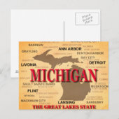 Carte de la fierté d'état du Michigan Silhouette (Devant / Derrière)