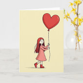 Carte de la fille douce avec cœur (Fleur jaune)