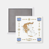 Carte de la Grèce + Magnet des drapeaux (Recto/Verso)