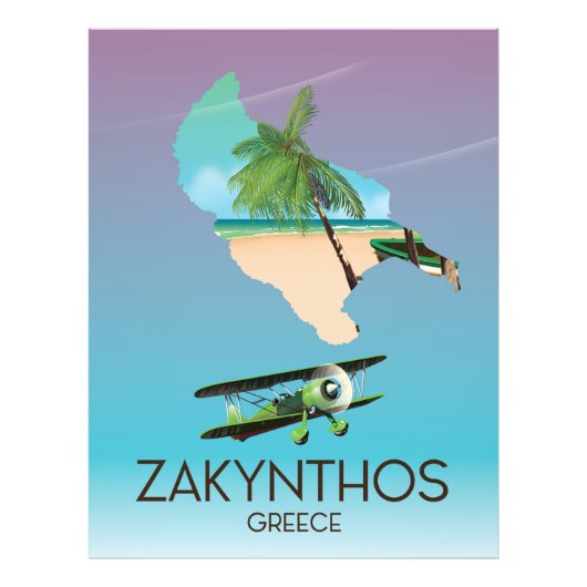 Carte de la Grèce Zakynthos poster voyage (Devant)