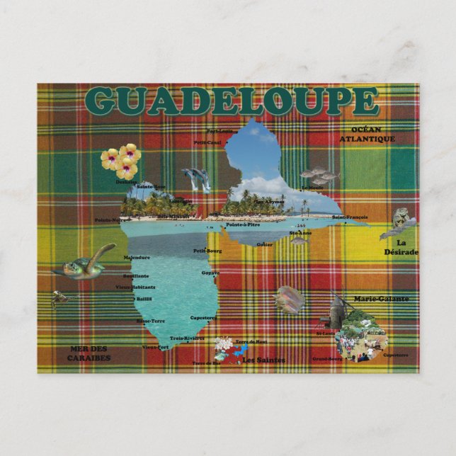 Carte de la Guadeloupe en madras (Devant)