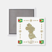 Carte de la Guyane + Aimant drapeau (Recto/Verso)