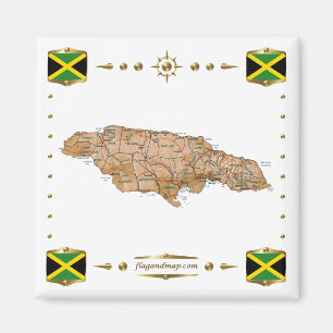 Carte de la Jamaïque + Magnet des drapeaux