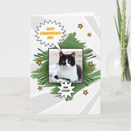 Carte de la Journée des grands-parents de chat avec la p (Devant)