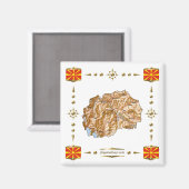 Carte de la Macédoine du Nord + Magnet des drapeau (Recto/Verso)