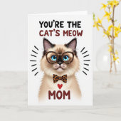 Carte de la maman du chat tacheté (Fleur jaune)