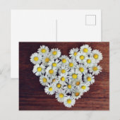 Carte de la marguerite cœur de marguerites d'amour (Devant / Derrière)