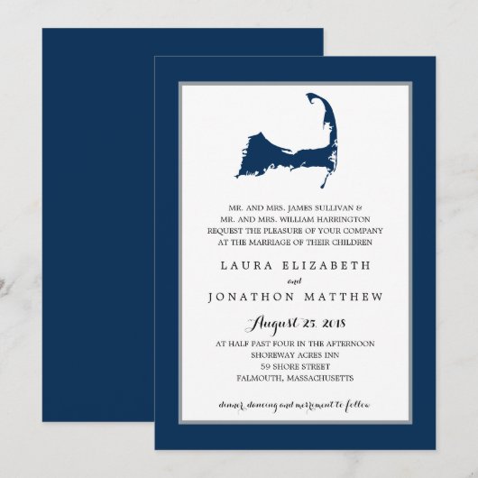 Carte de la marine Blue Cape Cod | MARIAGE (Devant / Derrière)