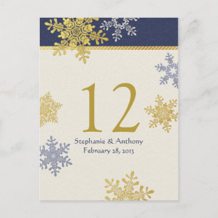 Carte de la Marine Blue Gold Snowflake Winter Wedd