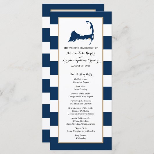 Carte de la marine Blue Stripes Cape Cod | Program (Devant / Derrière)