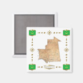 Carte de la Mauritanie + Aimant drapeaux (Recto/Verso)