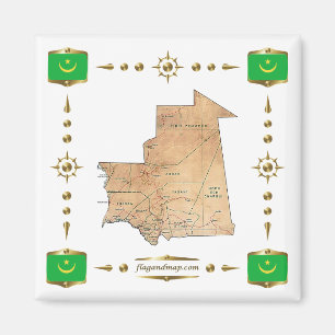 Carte de la Mauritanie + Aimant drapeaux