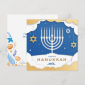 Carte de la menorah de Hanouka (Devant / Derrière)