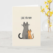 Carte de la Mère Chat Orange et Gris (Fleur jaune)