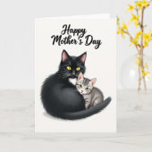 Carte de la mère de chaton rayé (Fleur jaune)
