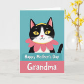 Carte de la mère du chat souriant (Fleur jaune)