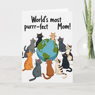 Carte de la mère du monde que les chats aiment