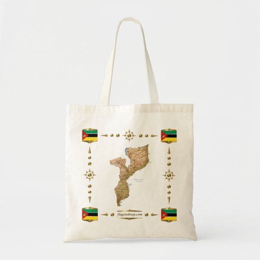 Carte de la Mozambique + Sac de drapeaux (Devant)