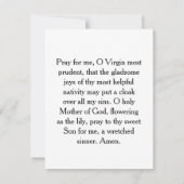 Carte de la Nativité de Marie (Dos)