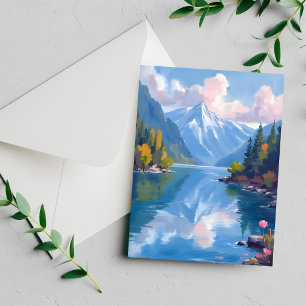 Carte de la nature à l'aquarelle des montagnes du