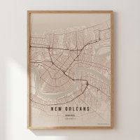 Carte de la Nouvelle-Orléans Impression d'art mura