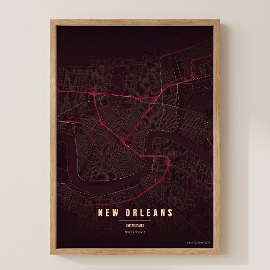 Carte de la Nouvelle-Orléans Ruby NOLA Affiche de 