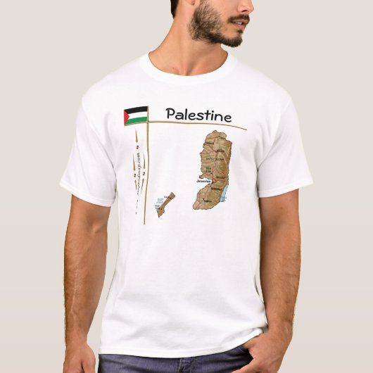 Carte de la Palestine + Drapeau + Titre T-shirt (Devant)