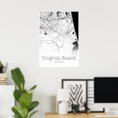 Carte de la plage de Virginie - Virginie - affiche (Bureau à domicile)