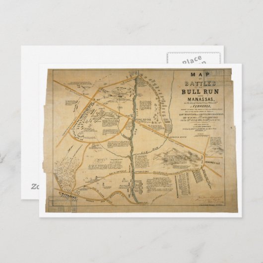 Carte de la première bataille de Bull Run de guerr (Devant / Derrière)