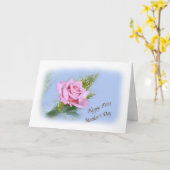 Carte de la première mère avec rose rose (Fleur jaune)