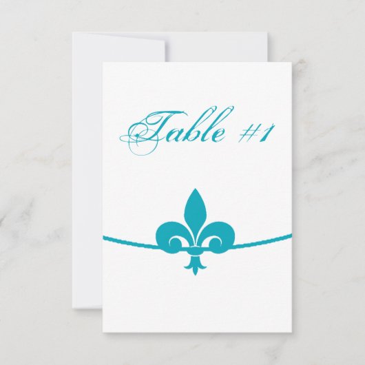 Carte de la réception Aqua Fleur de Lis (Devant)