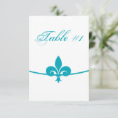 Carte de la réception Aqua Fleur de Lis (Debout devant)