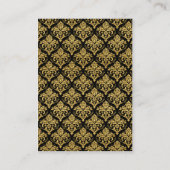 Carte de la réception Damas Noir, Blanc, Or (Dos)