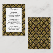 Carte de la réception Damas Noir, Blanc, Or (Devant / Derrière)