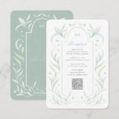 Carte de la réception de mariage Feuille verte (Devant / Derrière)