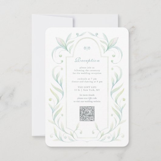 Carte de la réception de mariage Feuille verte (Devant)