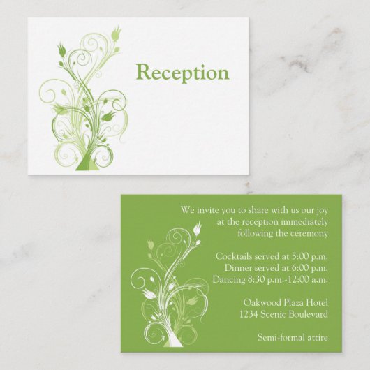 Carte de la réception Florale Blanche (Devant / Derrière)