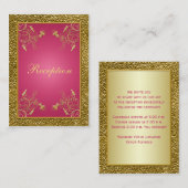 Carte de la réception Florale rose et or (Devant / Derrière)