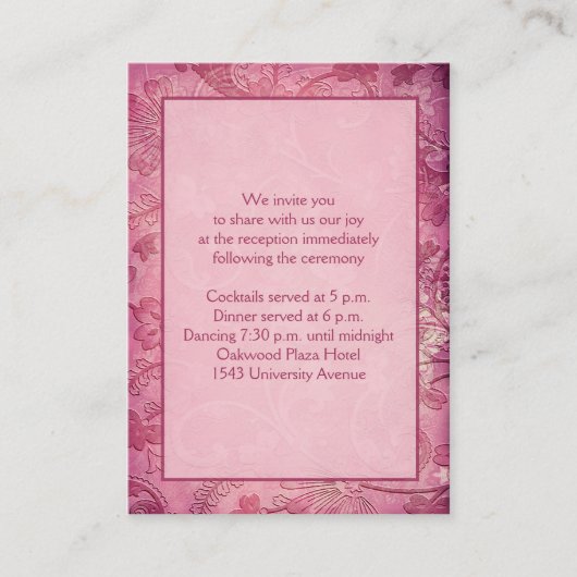 Carte de la réception Paisley Floral Rose (Devant)