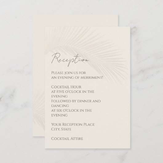 Carte de la réception Tropical Minimal Beach (Devant / Derrière)