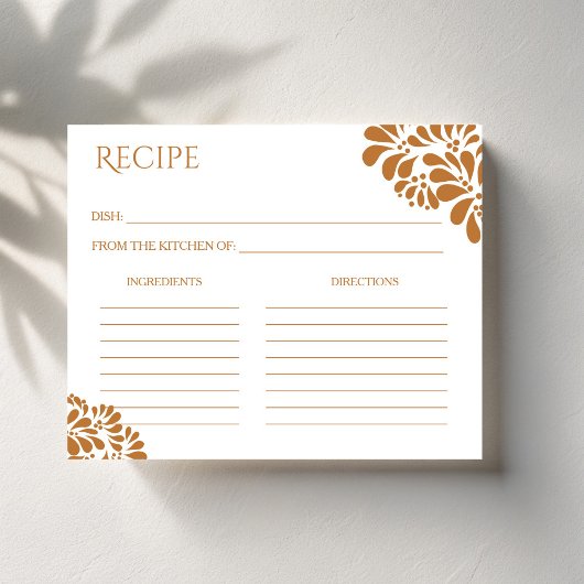 Carte de la recette de la douche nuptiale de talav