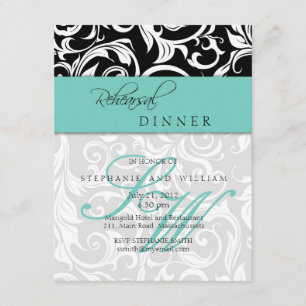 Carte de la répétition de monogramme Aqua Swirl