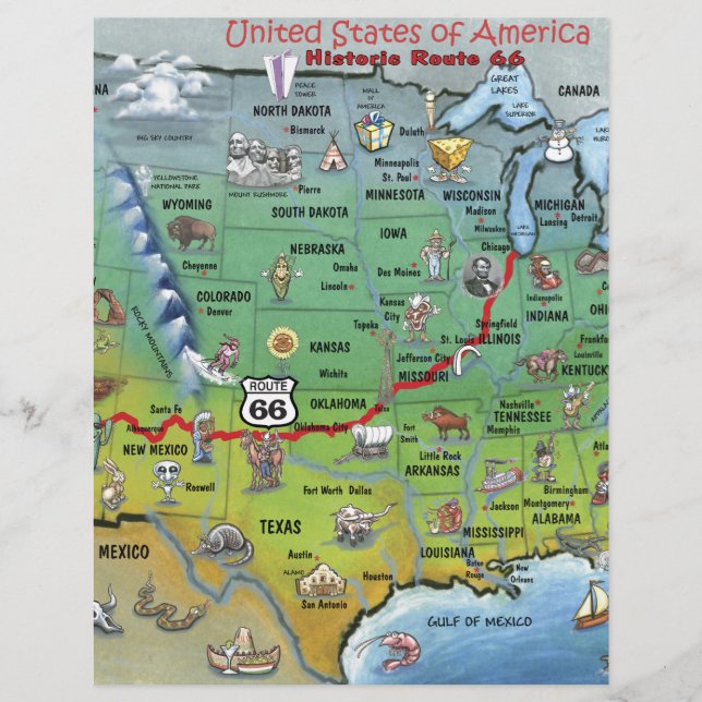 Carte de la route historique 66 (Devant)